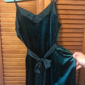 Forest Green Velvet and Satin Dress